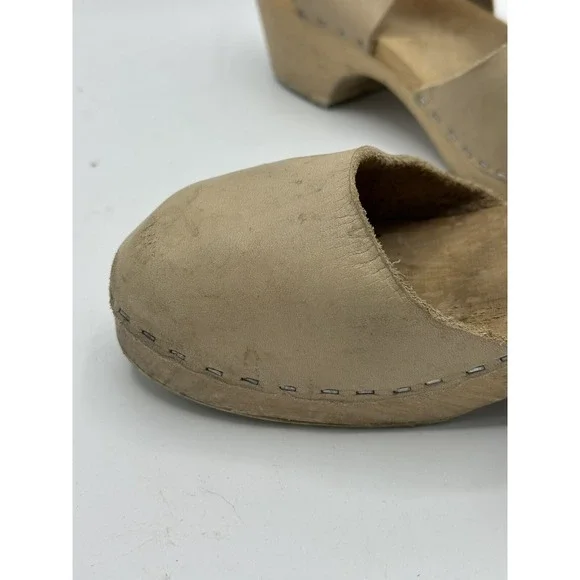 Lotta's Clogs Womens Size 36 Tan Leather Close Toe Slip On Boho Cottage Core New - Picture 6 of 14
